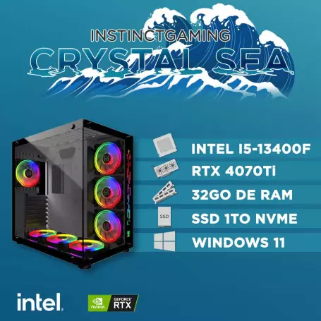 PC Gamer Crystal Sea i5-13400F 32Go 1To RTX 4070 Ti 12Go W11