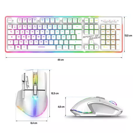 Clavier Gaming + Souris + tapis de souris LED Rétro-éclairage couleurs USB  Blanc