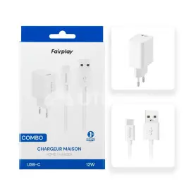 Chargeur Combo Fairplay avec câble USB-C 12W Blanc