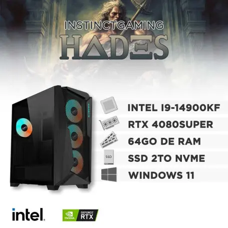 PC Gamer HADES i9-14900KF 64Go 2To RTX 4080 SUPER 16Go Windows 11 Pro