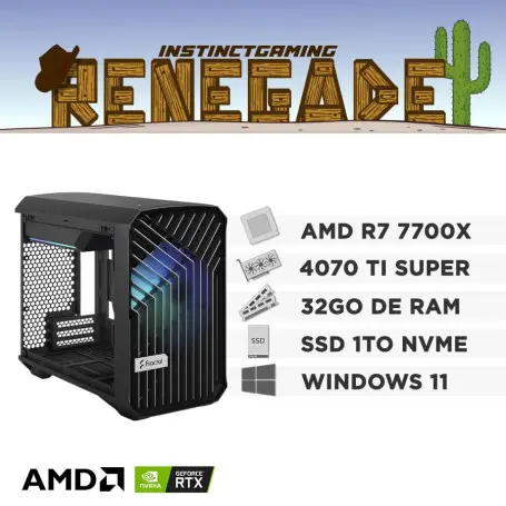 PC Gamer RENEGADE R7-7700X 32Go 1To RTX 4070 Ti SUPER 16Go Windows 11