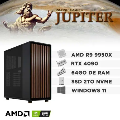 PC Gamer JUPITER R9-9950X 64Go 2To RTX 4090 24Go Windows 11 Pro