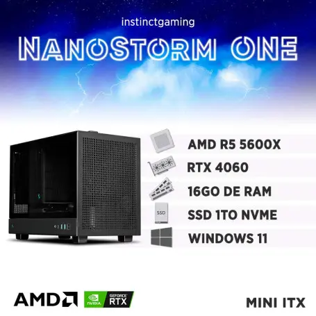 PC Gamer NanoStorm One Mini ITX Ryzen 5 5600X 16Go 1To RTX 4060 W11