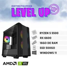 PC Gamer LEVEL UP Ryzen 5 5500 16Go SSD 500Go RX 7600 8Go Windows 11