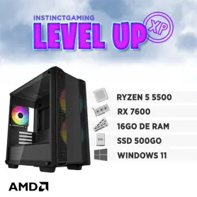 PC Gamer LEVEL UP Ryzen 5 5500 16Go SSD 500Go RX 7600 8Go Windows 11